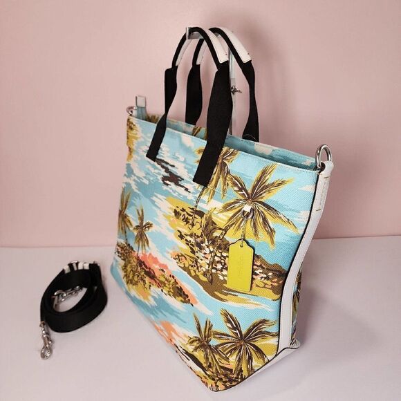 NWT Coach CK261 MEN'S Canvas Tote 38 With Hawaiian Aloha Print - Picture 4 of 7